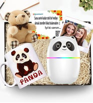 Kişiye Özel Panda Hava Nemlendirici H2O & Kupa & Peluş Ayıcık
