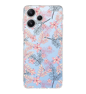 PrintiFy Xiaomi Redmi 12 4G Uyumlu Kamera Korumalı Floral Kırmızı Tasarımlı Şeffaf Silikon Kılıf