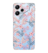 PrintiFy Xiaomi Redmi 12 4G Uyumlu Kamera Korumalı Floral Kırmızı Tasarımlı Şeffaf Silikon Kılıf