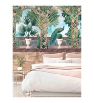 Dreamwall Çiçek Ve Tavus Kuşu Desenli Silinebilir Tekstil Duvar Kağıdı (Çok Renkli)