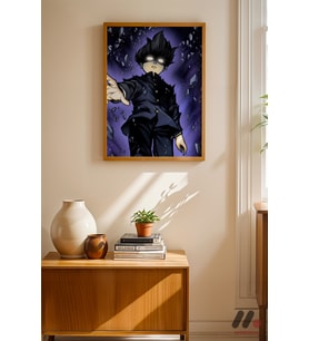 Mob Psycho Uzay Sahnesi Poster, Ahşap Çerçeveli Duvar Tablosu - Anime Severlere Özel
