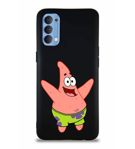 Oppo Reno 4 Soft Premier Kapak Patrick Yıldız Tasarımlı Silikon Kılıf - Siyah (Şeffaf)