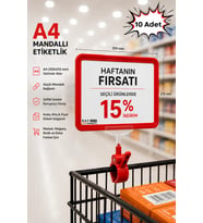 10 Adet - A4 Mandallı Fiyatlık Etiketlik Sepet Raf Askılık Fiyat Etiketi Çerçeveli Market Mağaza Kırmızı