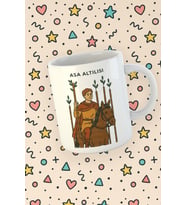 Kartura Koleksiyonu – Tarot Asa Altılısı Kartı Özel Tasarım Kupa Bardak (Beyaz)
