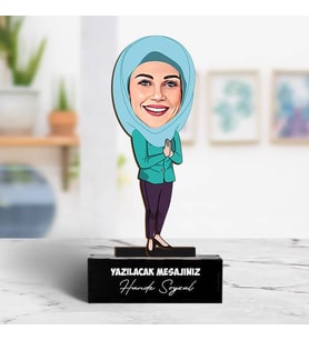 Başörtülü Eşe Hediye Karikatürlü Biblo