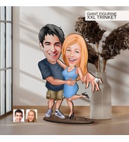 BK Gift Kişiye Özel Sevgililer Karikatürlü Büyük Boy Ahşap Biblo-14 Arkadaşa Hediye , Sevgiliye Hediye, Kişiye Özel Biblolar