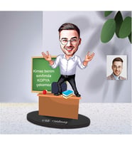 Öğretmen Tasarım Karikatürlü Kişiye Özel Ahşap Biblo Bay-08