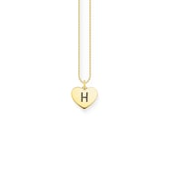 alberaccessories Kalplerle Yazılı Sevimli 925 Ayar Gümüş Tasarım 14K Altın Kaplama Kalp H Harf Kolye