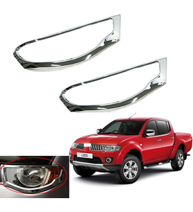 Mitsubishi L200 Uyumlu 2006 2014 Ön Far Kaplama ABS Krom Parça (Karışık)