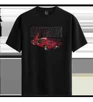 Outrun Car - %100 Pamuklu Erkek Siyah Tişört - Premium Quality (Siyah - Beyaz)