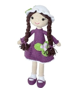 Mor Kikona Çiçeği Bebek Amigurumi Organik Oyuncak