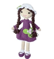 Mor Kikona Çiçeği Bebek Amigurumi Organik Oyuncak