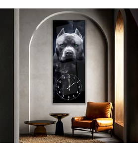 Saatli Pitbull Cam Tablo