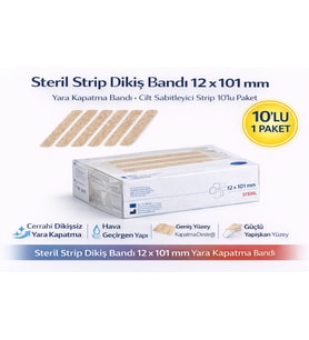 Northcity Steril Strip Dikiş Bandı 12 x 100 mm Yara Kapatma Bandı Cilt Sabitleyici Strip 6'lı 1 Paket