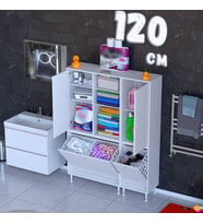 Eliusta Mehtap 120 cm 3 Sepetli Beyaz Dolap Mutfak/Kiler Dolabı ((75+45)x160x32,5 cm)