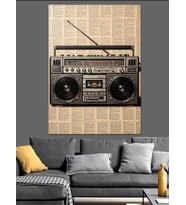 Nostaljik Radyo Ve Gazete Tasarımı Dekoratif Kanvas - Mdf Ahşap Tablo