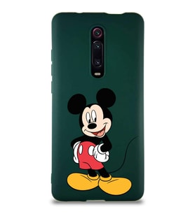 Xiaomi Mi 9T Pro Soft Premier Kapak Mickey Mouse-E Tasarımlı Silikon Kılıf - Yeşil (Şeffaf)
