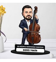 Kontrbas Sanatçısına Hediye Kişiye Özel Karikatürlü Biblo