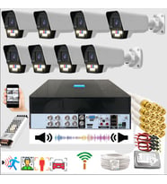 8 li Sesli Araç İnsan Yüz Tanımalı Hareket Algılayan 5 MP Lens 9 Warm Led Gece Renkli Kamera Seti 5909WS-PLS
