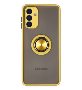Galaxy A04S Kılıf Montreal Yüzüklü Silikon Kapak - Sarı