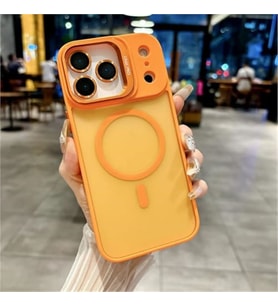Coverzone iPhone 17 Air uyumlu Kamera Lens Aparatl? Stand Olabilen Magsafe ile uyumlu Kamera Korumal? ?effaf Full Color Magnetic Wireless Telefon K?l?f? Turuncu