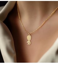 Kişiye Özel 925 Ayar Gümüş Minmal Ananas Kolye Yaz Temalı Takı (Gold)