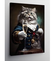 Kanvas Tablo İçen Retro Kedi