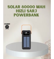 Powerbank Solar Fenerli Çoklu Kablolu Taşınabilir Şarj Aleti