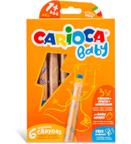 Carioca 3 In 1 Jumbo Bebek Ahşap Gövdeli Boya Kalemi 6'Lı,Kalemtraş Hediyeli