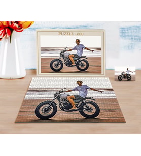 BK Gift Kişiye Özel Tam Boy Motosikletli Adam Karikatürlü 1000 Parça Profesyonel Puzzle-1