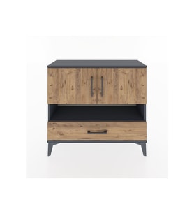 Arges Şifonyer 3 Raflı Tek Çekmeceli 2 Kapaklı 88x30x80 Antrasit-Çam