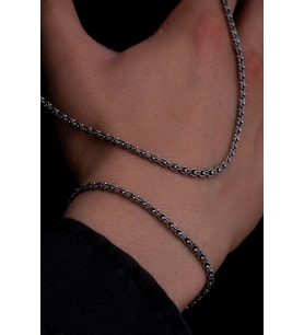 Erkek Gümüş Kolye Bileklik Set - 3mm Arnavut Zinciri Gümüş Kolye Bileklik Set