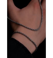 Erkek Gümüş Kolye Bileklik Set - 3mm Arnavut Zinciri Gümüş Kolye Bileklik Set