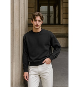 Erkek Bisiklet Yaka Düz Antrasit Sweatshirt
