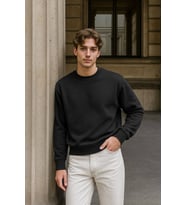 Erkek Bisiklet Yaka Düz Antrasit Sweatshirt