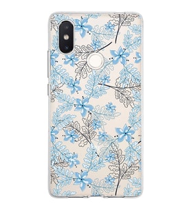 Xiaomi Mi 8 Se Uyumlu Kapak Floral Mavi Tasarımlı Şeffaf Silikon Kılıf