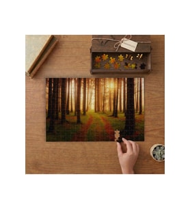 Günbatımı - Ormandaki Yol Tasarımı 240 parça Ahşap Puzzle Ahşap Kutuda MP05215