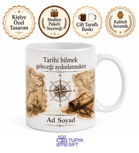 Tarih Öğretmenine Hediye Geçmiş Temalı Özel Baskılı Kupa Bardak