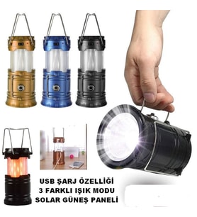 Alev Efektli Kamp Lambası Güneş Enerjili Şarj Edilebilir Usb Gece Lambası Alev Efektli Büyük Boy