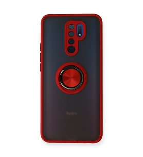 Xiaomi Redmi 9 Kılıf Montreal Yüzüklü Silikon Kapak - Kırmızı