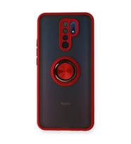 Xiaomi Redmi 9 Kılıf Montreal Yüzüklü Silikon Kapak - Kırmızı