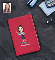Kişiye Özel Öğretmen Karikatürlü Kırmızı Defter Bayan-19