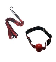 Kırmızı Fantazi Kırbaç Fantezi Deri Ağız Topu + Erotik Masaj Yağı(Red Fantasy Whip Fantasy Leather Mouth Ball + Erotic Massage Oil)