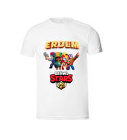 İsme Özel Brawl Stars Çocuk Beyaz Tişört Yazlık Kısa Kollu Unisex