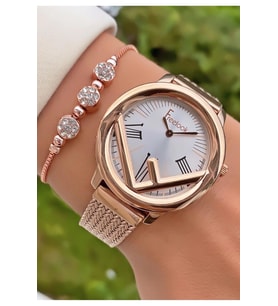 Freelook MRD11458 Rose Gold Çelik Kordon Kadın Kol Saati Bileklik Hediyeli