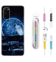Samsung A02S A03S A10 A12 A13 A21S A22 Kılıf Kablo Koruma Spiral Silikon Mavi Gece 1605