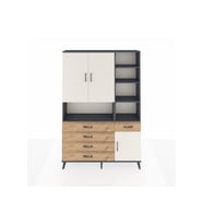 Arges Dolap 8 Raflı 5 Çekmeceli 3 Kapaklı 132x30x195 Antrasit-Aytaşı/Çam