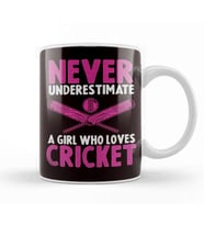 Cricket Girl Cricketer Bowler Ball Bat Game Pitch Kupa Bardak Porselen