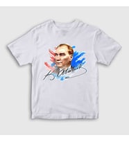 Presmono Unisex Çocuk Beyaz 19 Mayıs 29 Ekim 23 Nisan İmza Atatürk T-Shirt 501479tt