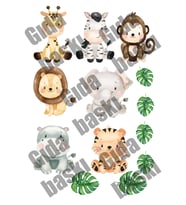 Yenilebilir Şeker Kağıt Safari Jungle Temalı Pasta Süsleme